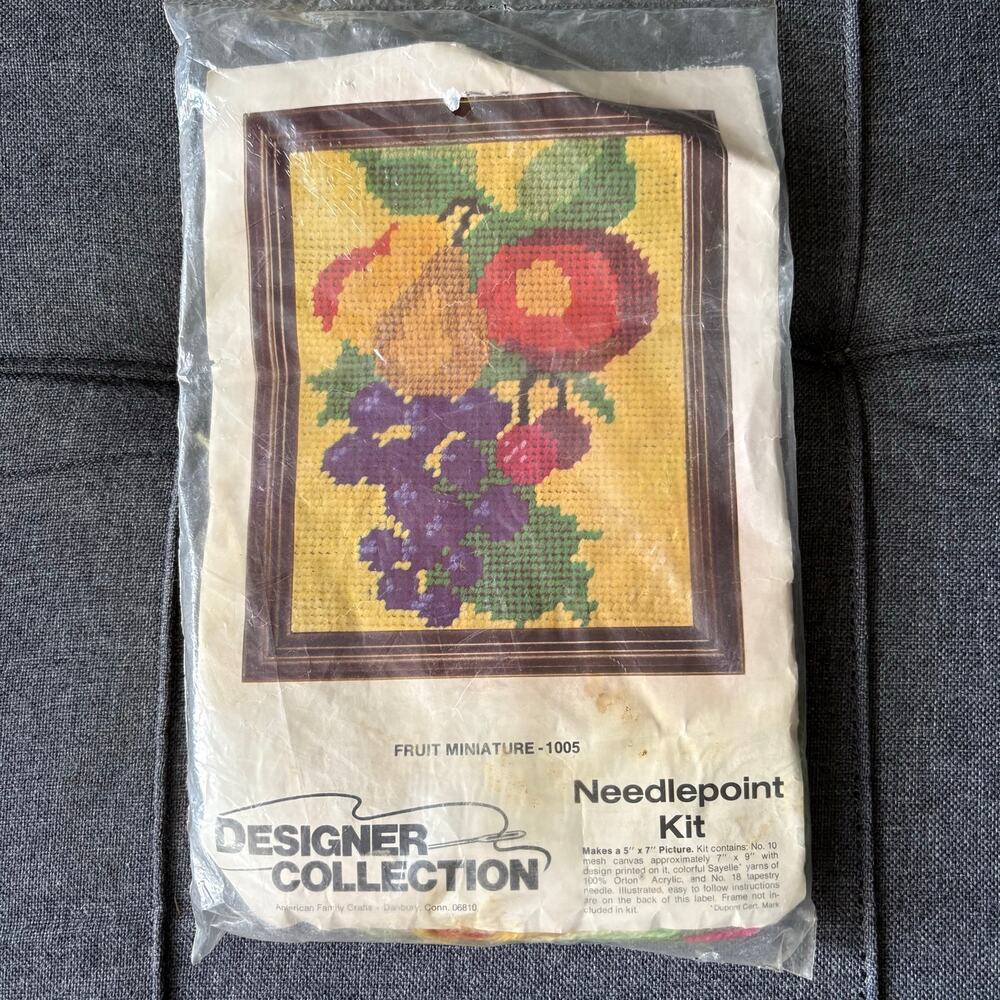 Fruit Miniature Vintage Stamped Embroidery Kit by Designer Collection - 1980s